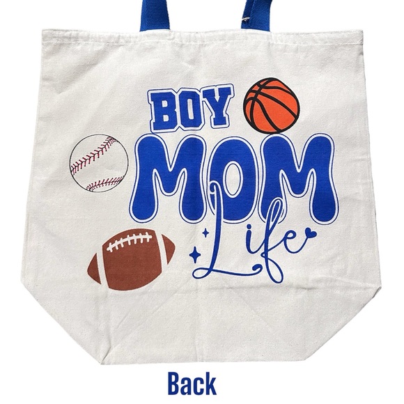 Sports Canvas Tote “Boy Mom Life” 🏈 - Picture 2 of 3
